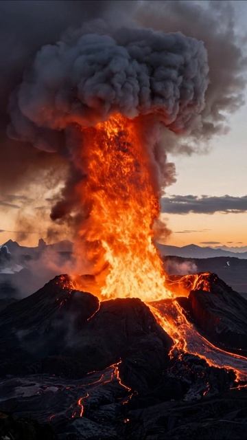 Извержение вулкана: сила природы в действии #вулкан #природа #извержение