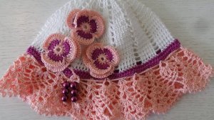 Детская панамочка с фиалками , вязание крючком