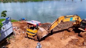 Incredible Dam Expand! Perfect Teamwork Heavy Dump Truck & Dozer Team Up to Prevent Collapsed