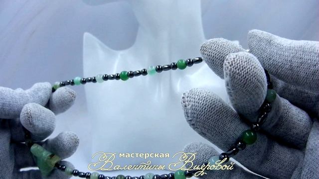 Волк. Чокер - оберег из хризопраза и гематита