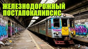 Железнодорожный постапокалипсис. Поезда, электрички, метро, трамваи. Нейросеть ai generate