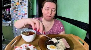 Овсяная каша на кокосовом молоке, яйцо, сосиска из индейки/Еда/Завтрак/домашняя вкусная еда