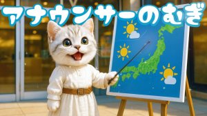 【Офисный котик Муги】Доброе утро!! Репортаж из жизни Муги, который стал телеведущим 🐱🌤️