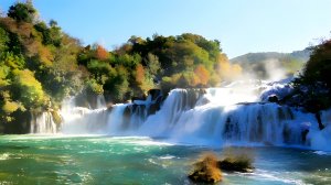 Потрясающий водопад и журчание реки, звуки природы. 💧 Белый шум для сна, релаксации.