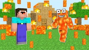 НУБ И ЛАВОВЫЙ МОНСТР ПОПАЛИ ПОД ЛАВОВЫЙ ДОЖДЬ МАЙНКРАФТ ! НУБИК И МОНСТР ИЗ ЛАВЫ ТРОЛЛИНГ MINECRAFT