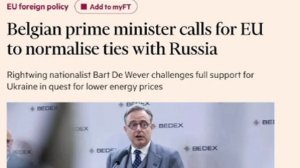 ‼️🇪🇺🇷🇺 Бельгия призвала ЕС нормализовать отношения с Россией для доступа к энергоносителям, — FT