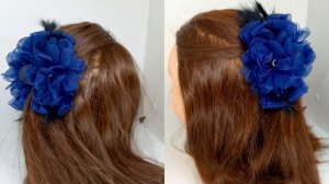 МК. Краб для волос из органзы 2,5 см | Пышный цветок