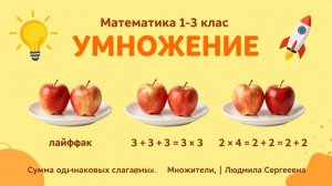 Умножение. Сумма одинаковых слагаемых. Множители. Как заменить умножение сложением