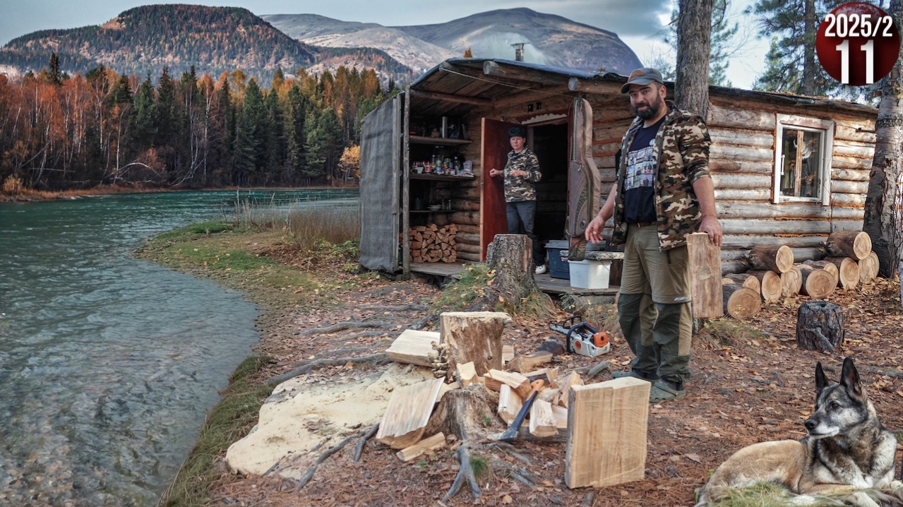 Как живут люди в тайге. Изба за 1000 км от цивилизации. Обычные будни семьи. Шишка, рыба и грибы 11с