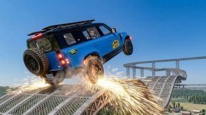 BeamNG Drive - Эпичные высокоскоростные прыжки на автомобиле