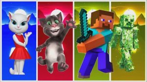 ГОВОРЯЩАЯ АНЖЕЛА и ТОМ Против СТИВА и КРИПЕРА 🐱 ЭПИЧЕСКАЯ БИТВА Мультяшных ГЕРОЕВ! (Кофен Дэнс)