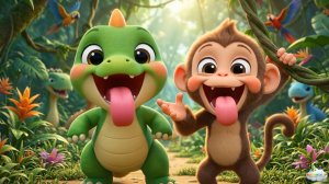 Песенка про динозаврика и обезьянку | Смешные рожицы | Развивающие мультики для детей