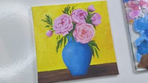 Красиво и просто рисуем вазу с розами / Акриловая живопись для начинающих