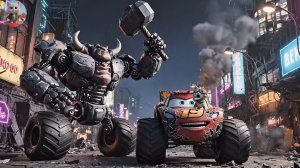 Молния маквин против инопланетного быка захватчика