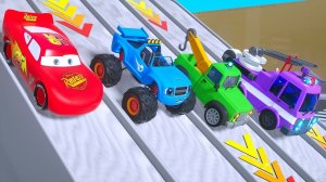 Учим цвета вместе с Маккуином, Блейзом и дорожными транспортными средствами воздушных шаров