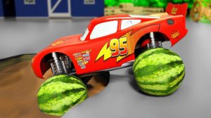 Учим цвета фрукты и овощи на английском языке вместе с Маккуином и персонажами мультфильма Тачки