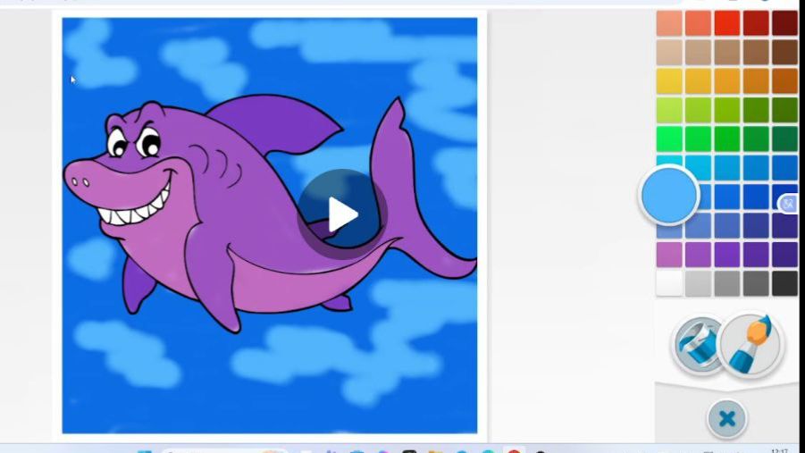 раскраска для детей онлайн. мультик для детей. видео для малышей. акуленок. акула.