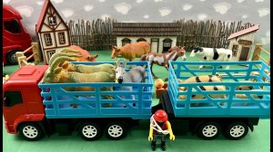 Разгрузка телеги с животными. 🐷🐮🐴