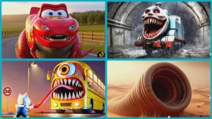 МАККУИН ДИНОЗАВР Против ПАРОВОЗИКА ТОМАСА и МОНСТРА АВТОБУСА 🚂 Мультик Битва Машинок