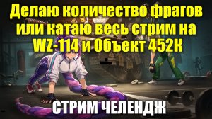 Делаю количество фрагов или катаю весь стрим на WZ-114 и Объект 452К - СТРИМ ЧЕЛЕНДЖ #tanksblitz