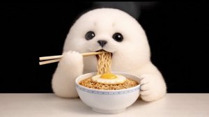 Милый тюлень ест японский рамен быстрого приготовления с яйцом 🍜🦭 【ASMR】 #мукбанг #рамен #asmr