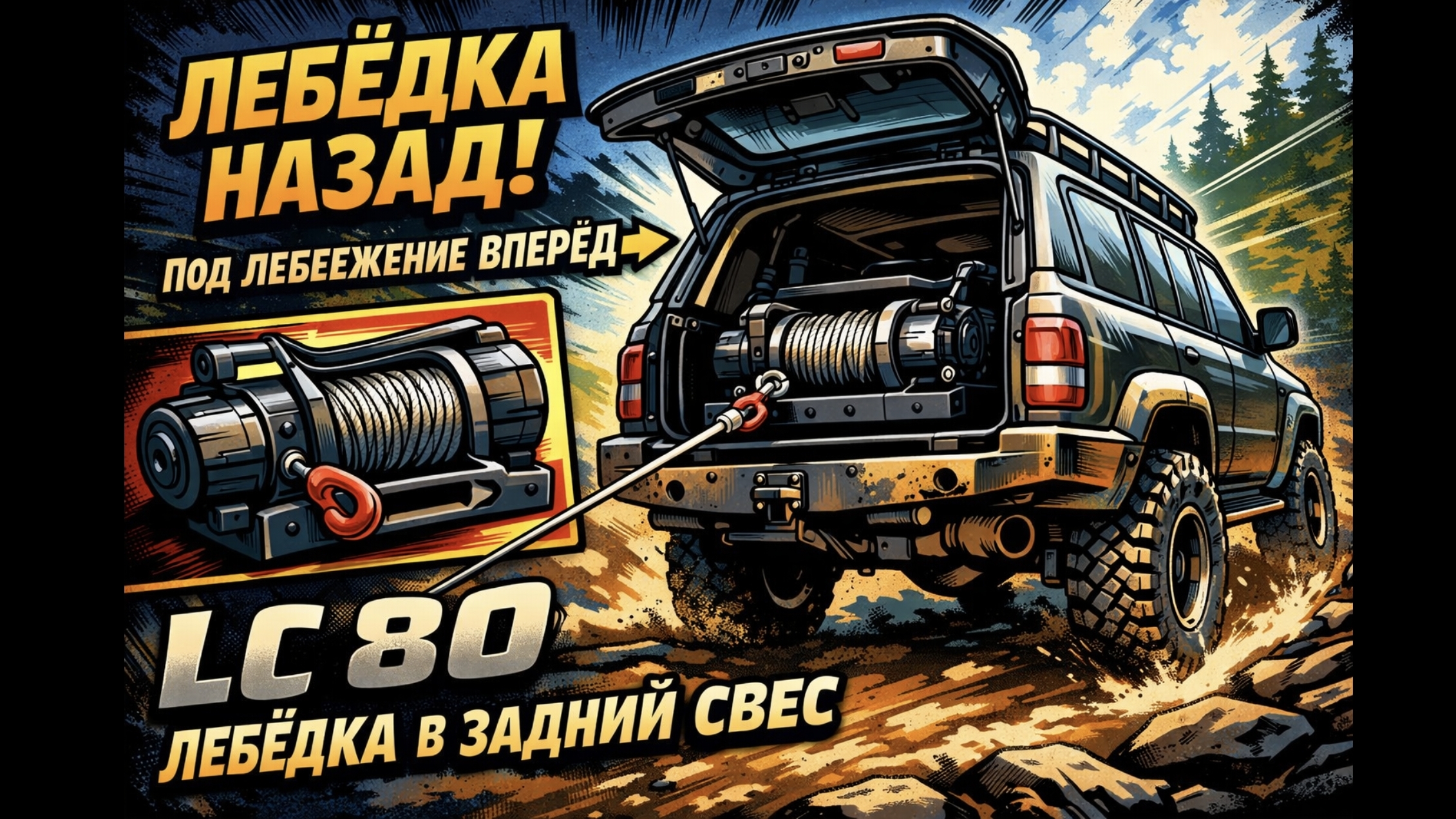 Установка лебедки в задний свес Toyota Land Cruiser 80