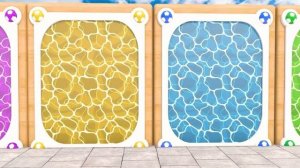 Мультик для детей Длинная горка-игра со слоном, гориллой, бегемотом, тигром - Забавные 3D-животные