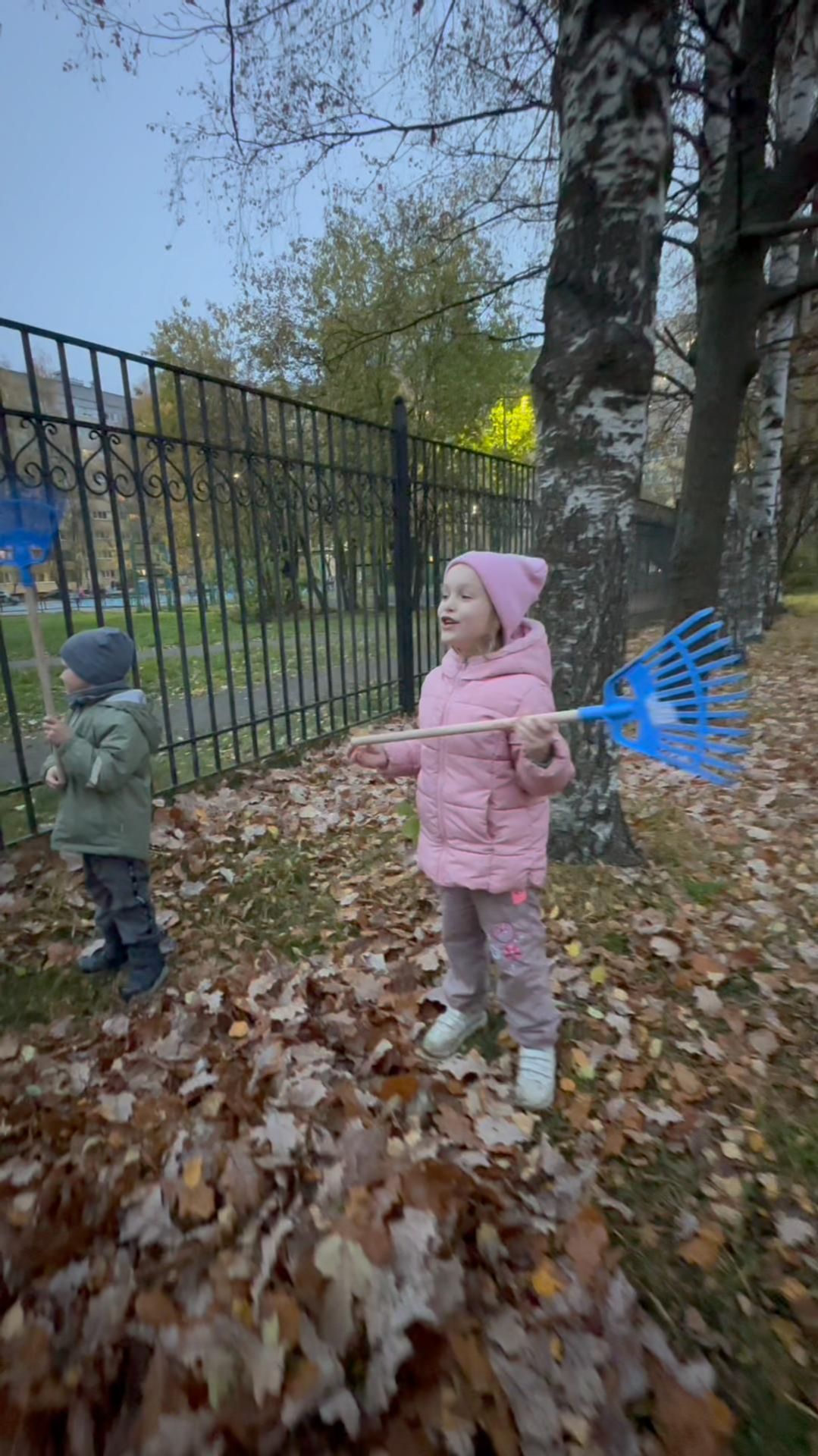Листик, листопад на субботнике с Ариной. ГБДОУ 23