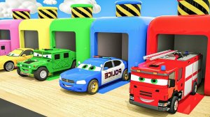 Яйцо-сюрприз - Песенка 5 маленьких обезьянок - Учим цвета с пасхальным яйцом и пожарной машиной