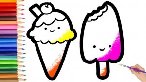 мультик для детей-Рисование МОРОЖЕНОЕ для детей/Как нарисовать МОРОЖЕНОЕ для детей