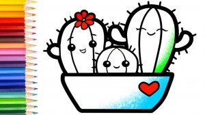 Мультик для детей-как нарисовать СЕМЬЮ КАКТУСА для детей/Рисование КАКТУСА для детей