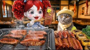 АСМР МУКБАНГ: Шеф-повар МЯВЛ учит Поппи готовить мясо на гриле по рецепту Poppy Playtime 5 РЕАКЦИЯ