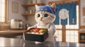 Добро пожаловать! Продавщица в магазине бенто... Маленький котёнок, мультик.