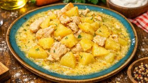 Всё просто: курица, картошка и сметана — ужин на сковороде за 30 минут