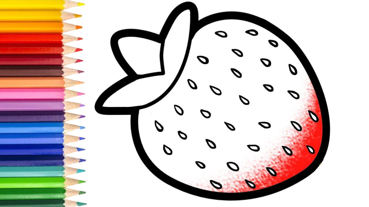 Мультик для детей-Как нарисовать КЛУБНИКУ для детей/Рисование КЛУБНИКИ для детей