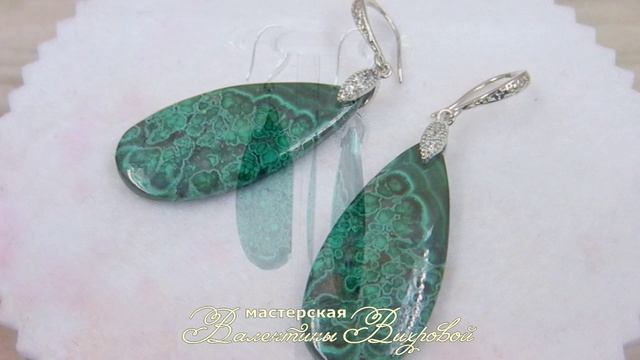 Капли, серьги с подвесками, малахит