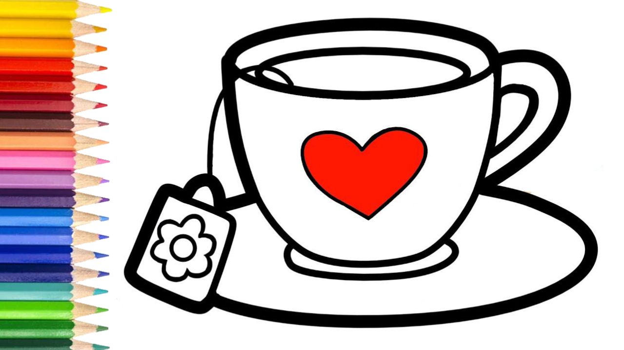 Мультик для детей-Как нарисовать ЧАШКУ ЧАЯ для детей/Рисование ЧАШКИ ЧАЯ для_детей