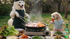 Чиндоккэ пригласил друзей на вечеринку с самагёпсаль! 🍖🐶