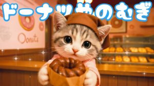 【Офисный котик Муги】Репортаж из жизни Муги, который начал подрабатывать в пончиковой 🐱🍩