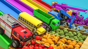 Колеса на автобусе арбуз мандарин и помидоры раскрашивают школьные машинки детские стишки и песенки