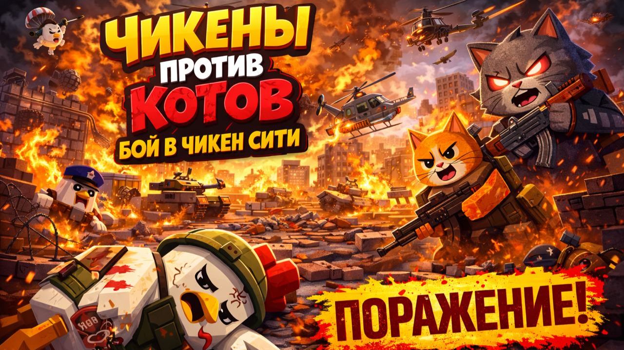 ЧИКЕНЫ ПРОТИВ КОТОВ БОЙ В ЧИКЕН СИТИ ПОРАЖЕНИЕ