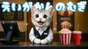 【Офисный котик Муги】Добро пожаловать!! Репортаж который начал подрабатывать в кинотеатре 🐱🍿