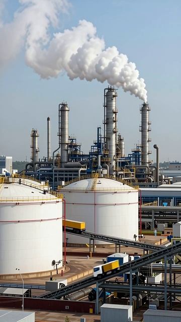 Промышленный пейзаж: Завод в действии #промышленность #завод #экология