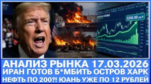 Анализ рынка 17.03 / НЕФТЬ ПО 200?? Иран готов б*мбить остров Харк / ИНФЛЯЦИЯ РАСТЁТ! Юань по 12 руб