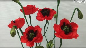 006. Своими руками: как сделать цветы из атласных лент в виде красных маков