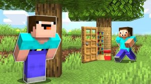 Про и Нубик бирюзовая кофта  НУБ СЛЕДИТ ЗА ПРО 24 ЧАСА В МАЙНКРАФТ ! НУБИК НЕВИДИМКА И ТРОЛЛИНГ