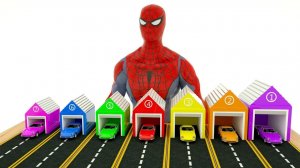 Учим цвета и цифры на английском языке с помощью гоночных машинок Человек-паук строит радужные дома