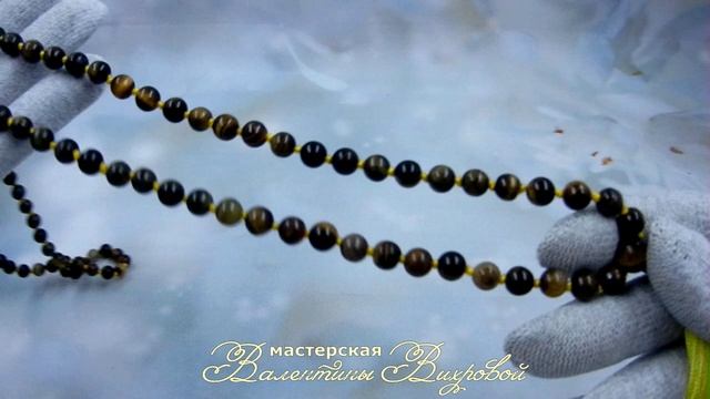 Чётки, мала 108 бусин, тигровый глаз