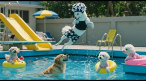 Первый визит щенка в бассейн | Влог: чиндок на летнем курорте 📖