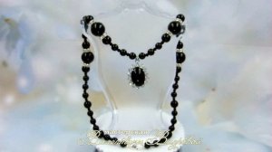 Винтаж, ожерелье с подвеской, чёрный агат